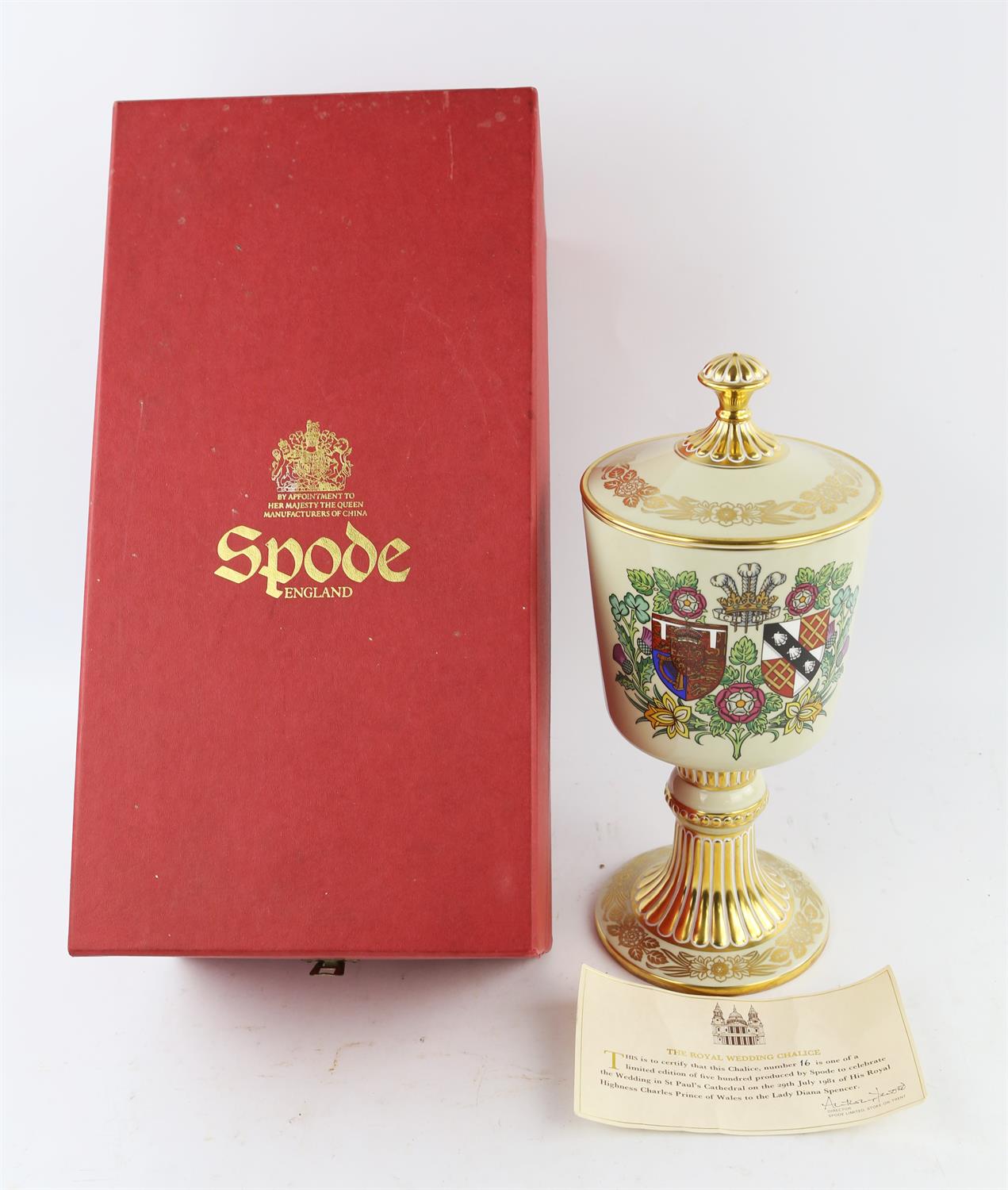 Spode Commemorative chalice & cover, "To celebrate the wedding of His Royal Highness Charles to - Image 2 of 4