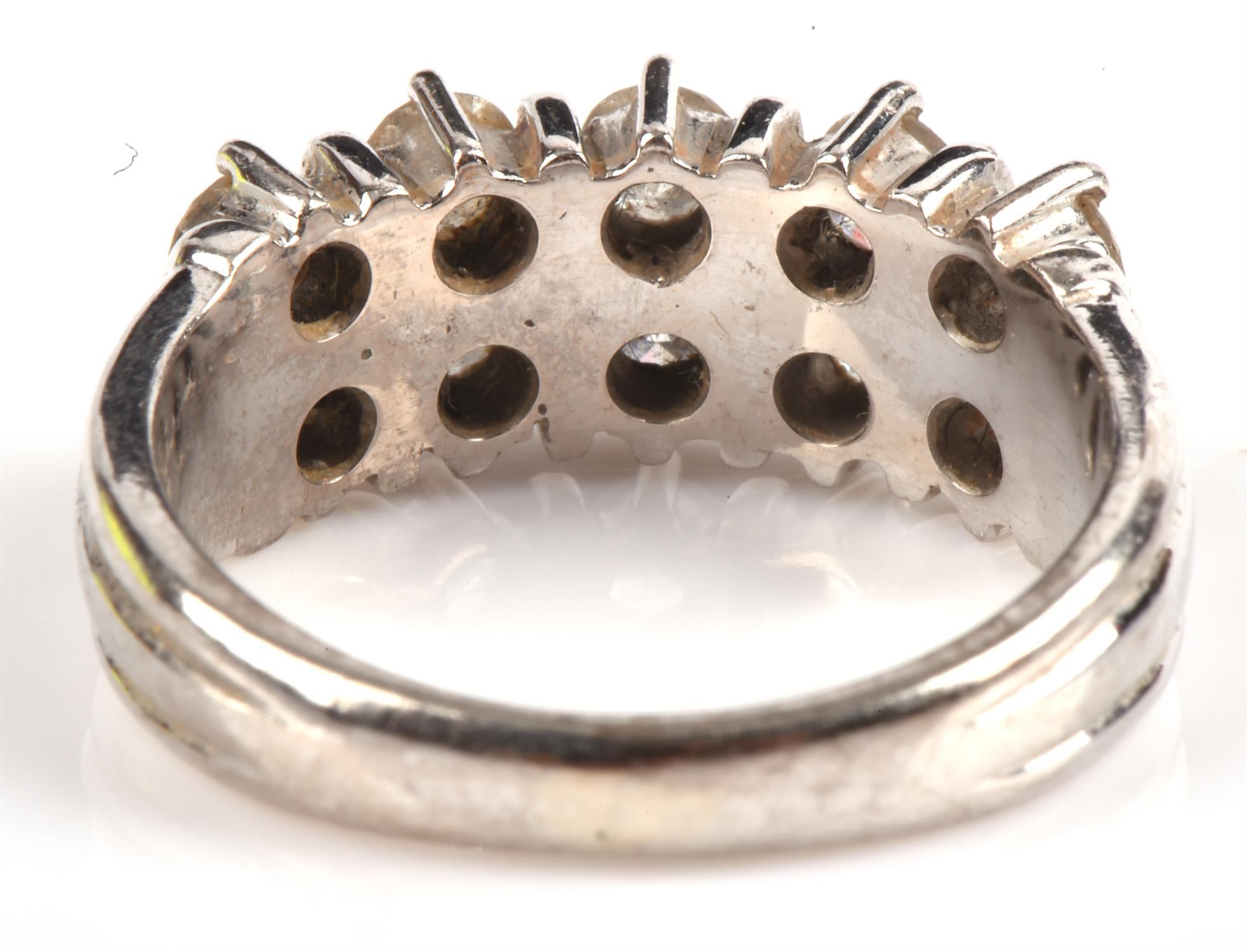 Diamond ring in 18 ct white gold, hallmarked London 2010, set with ten brilliant cut diamonds, - Image 4 of 5