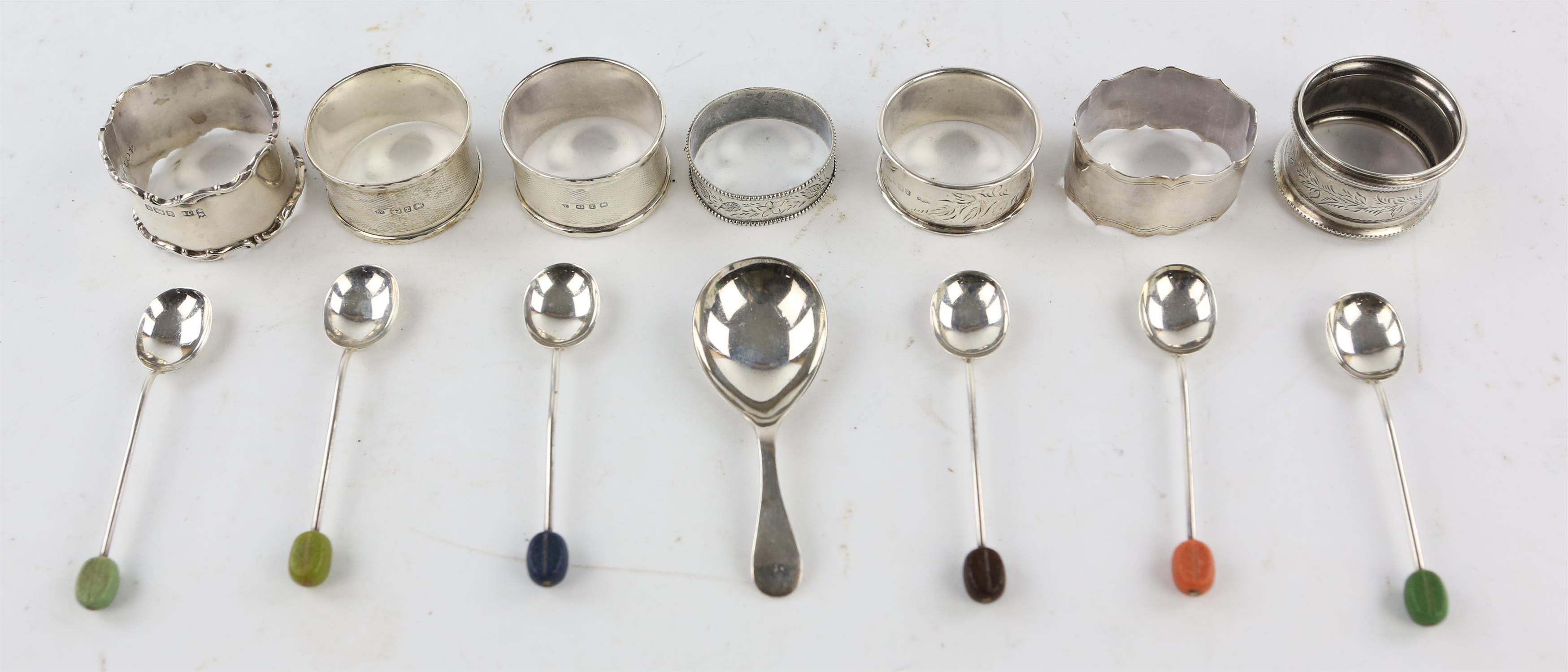 A walnut cased Community silver plated cutlery service, to also include seven silver napkin rings, - Image 5 of 5