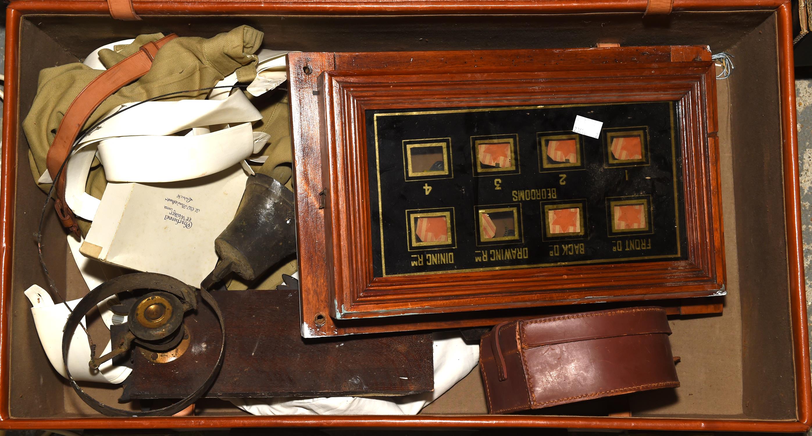 A quantity of collectables including ; an Edwardian butlers call, a leather suitcase, - Image 2 of 2