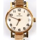 Omega a ladies 511.213 Gold plated wristwatch the signed dial with Arabic numeral hour markers,