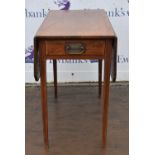 A George III mahogany pembroke table, the banded top above one drawer, H 70cm, W 86cm