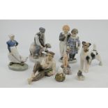 Collection of Royal Copenhagen figurines, Faun on Tortoise figure designed by Christian Thompson No