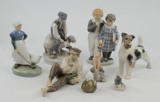 Collection of Royal Copenhagen figurines, Faun on Tortoise figure designed by Christian Thompson No