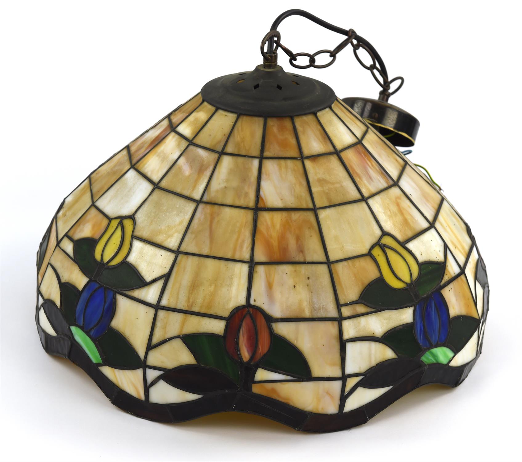 An Art Nouveau style domed simulated leaded glass ceiling light, modern, diam. 44cm, - Image 2 of 2