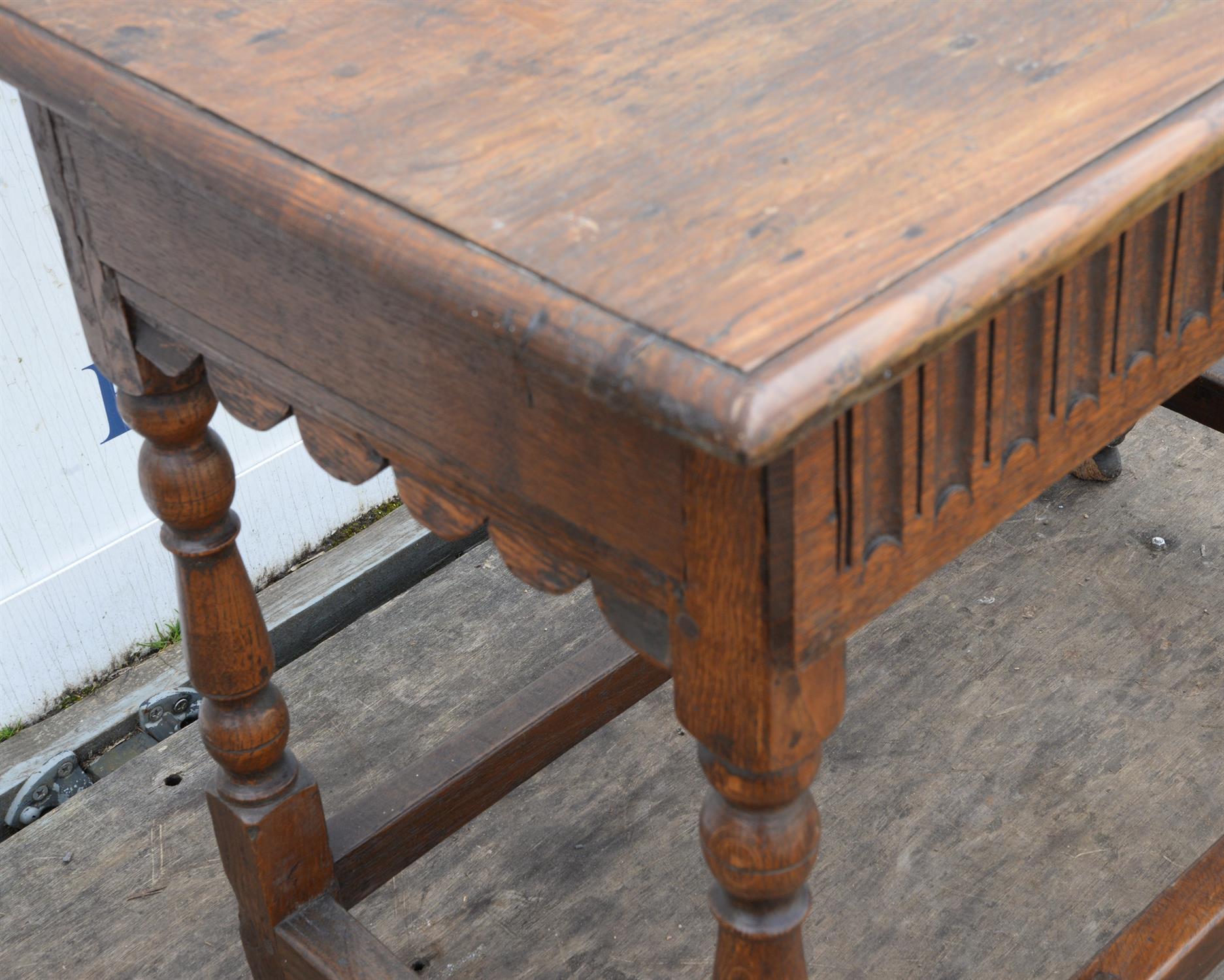 A Charles II style oak side table, 1920s/30s, with earlier elements, together with a Charles II - Image 3 of 5