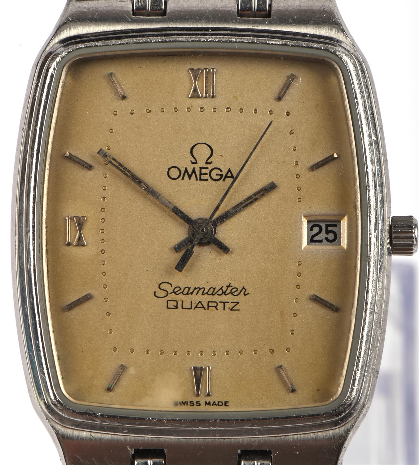 Omega A Gentleman's stainless steel Seamaster quartz wristwatch in rectangular case