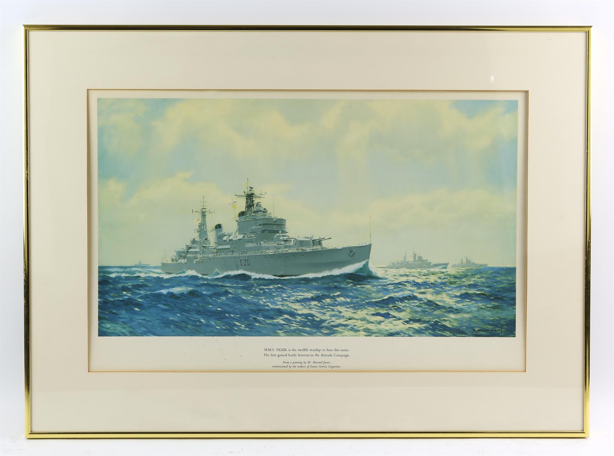 A group of three Marine prints, after Harold Wyllie and W. Howard Jarvis, together with three