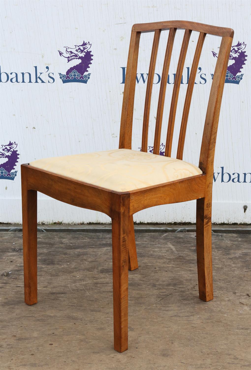 A set of six George III style walnut dining chairs, 1930s/40s, shaped top rails, the stick splats - Image 2 of 8