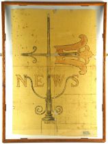 An early 20th century design for a weathervane, on tracing paper, signed lower right, Amor Fenn,