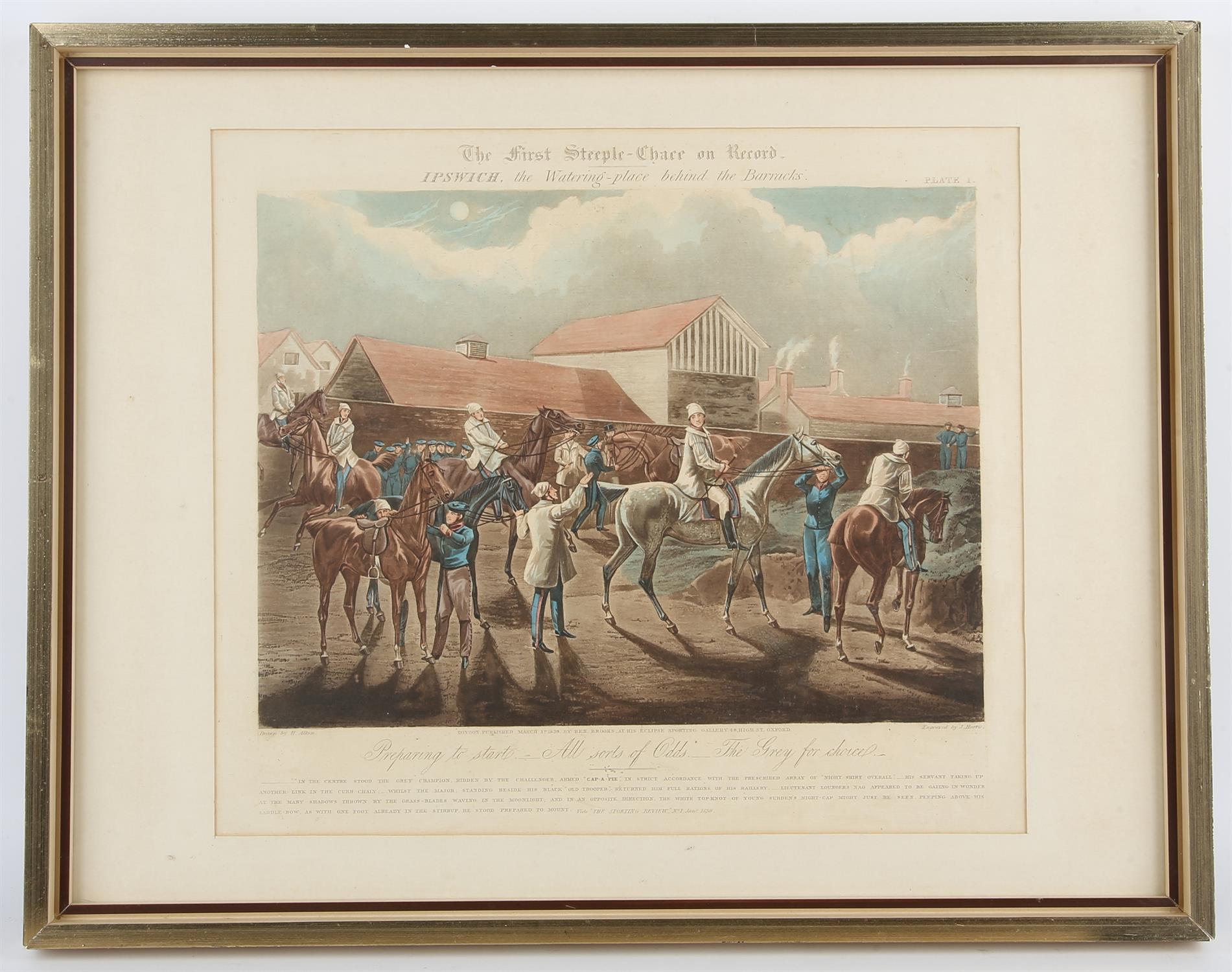 After Henry Alken, The First Steeple-Chase on Record, plates I - IV, a set of four aquatints by - Image 2 of 4