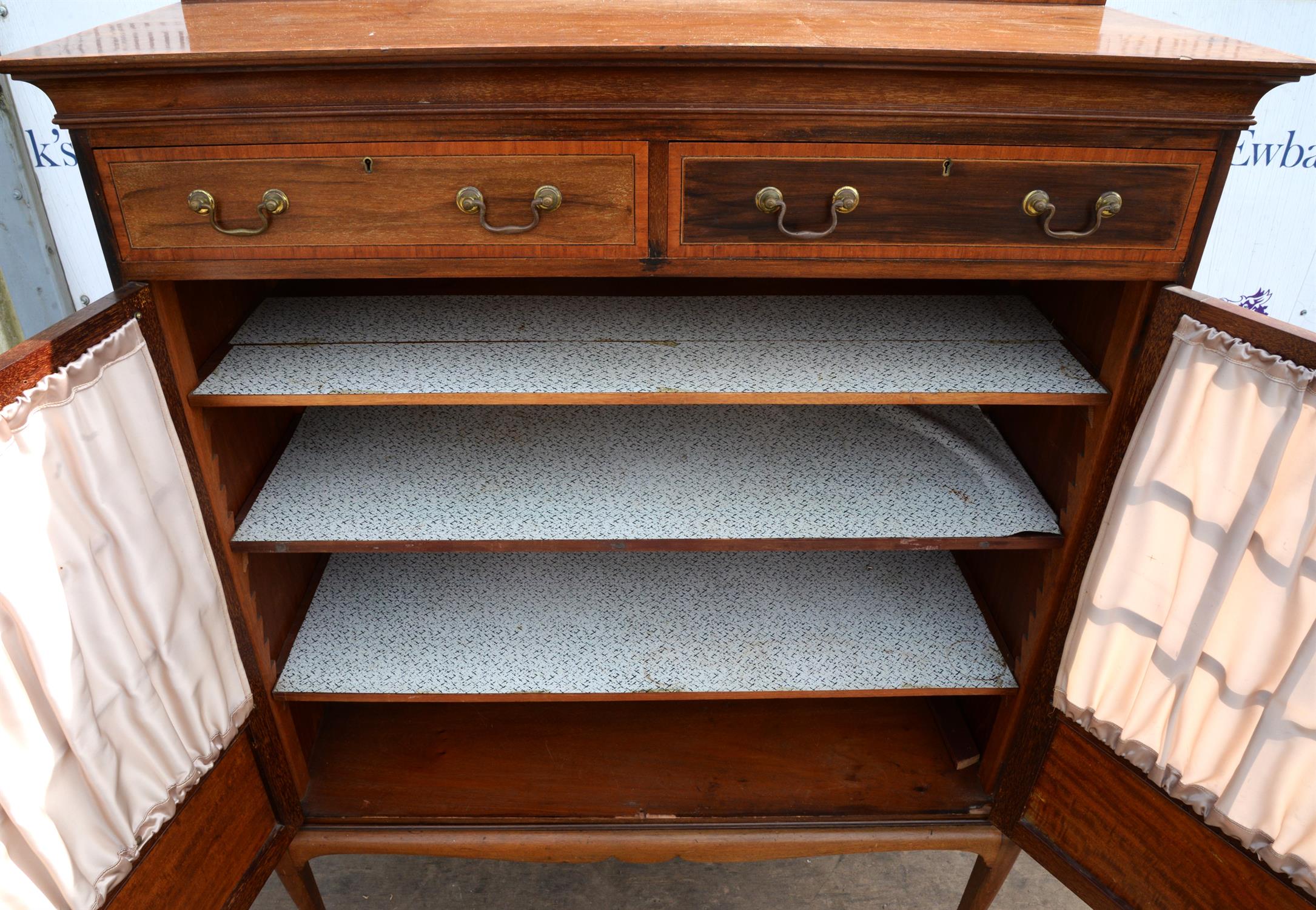 An Edwardian mahogany and satinwood banded cabinet, the interior with three adjustable shelves, - Image 3 of 4
