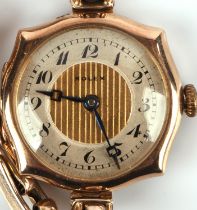 Rolex a Ladies hexagonal cased gold wristwatch the signed dial with silvered chapter ring,