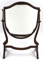 A George III style mahogany dressing table mirror, H 60cm, W 38cm