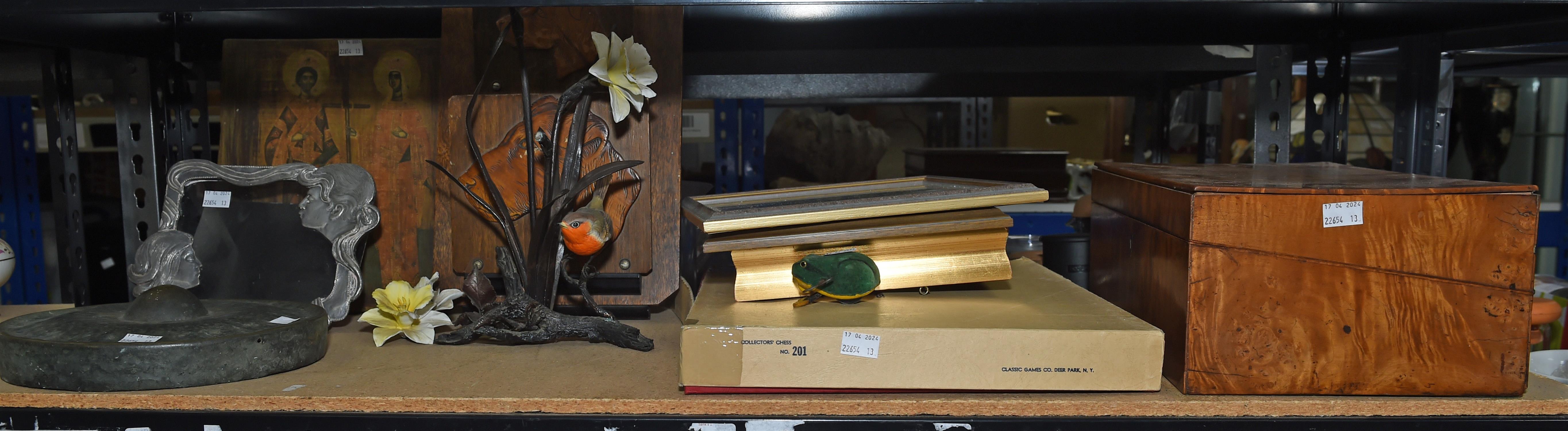 A quantity of 20th century collectables including ; a pair of wooden bookends mounted with pottery - Image 2 of 2