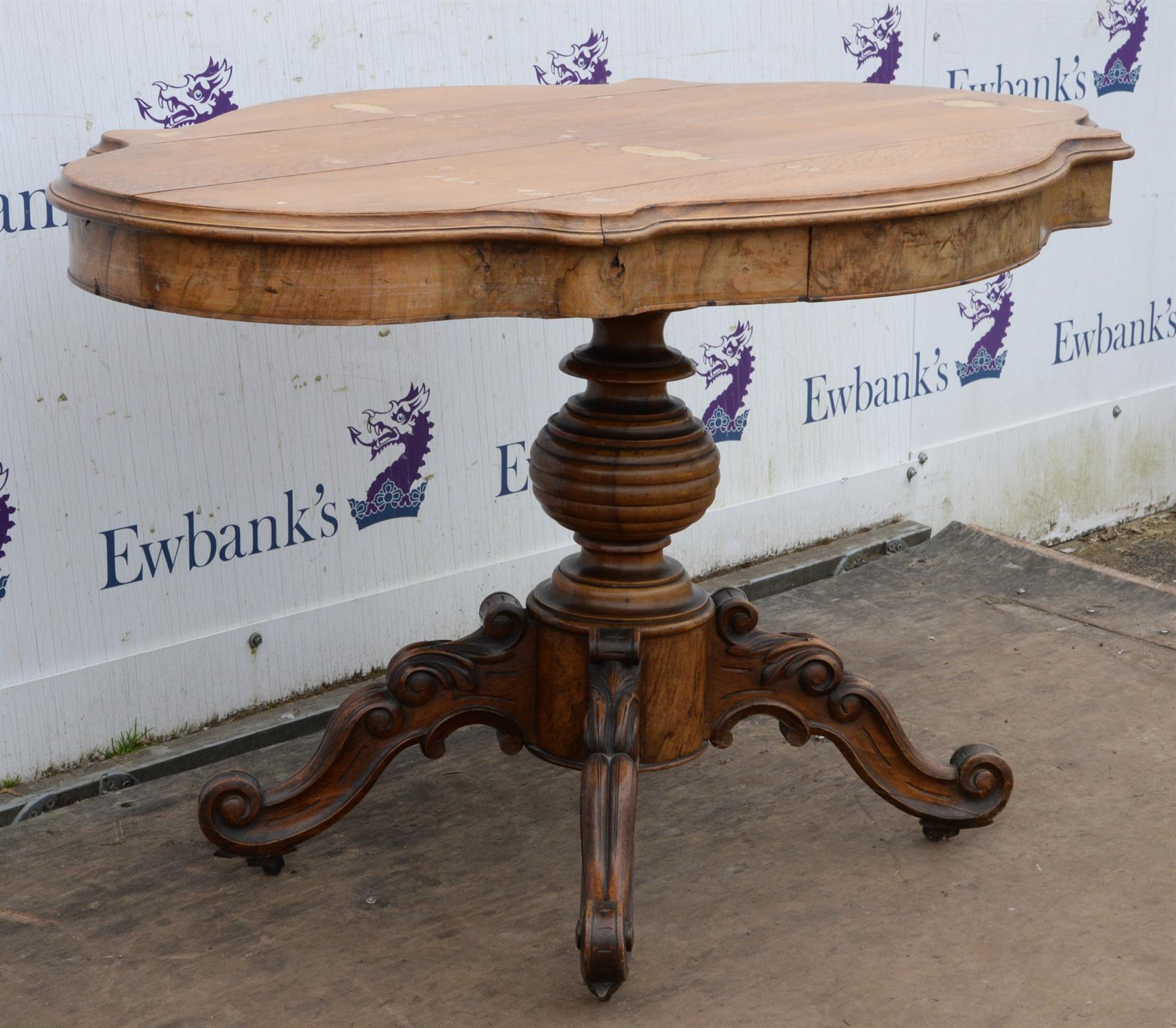 A French Louis XV style centre table, 1840s, the cartouche form oak top above a frieze with two - Image 3 of 3
