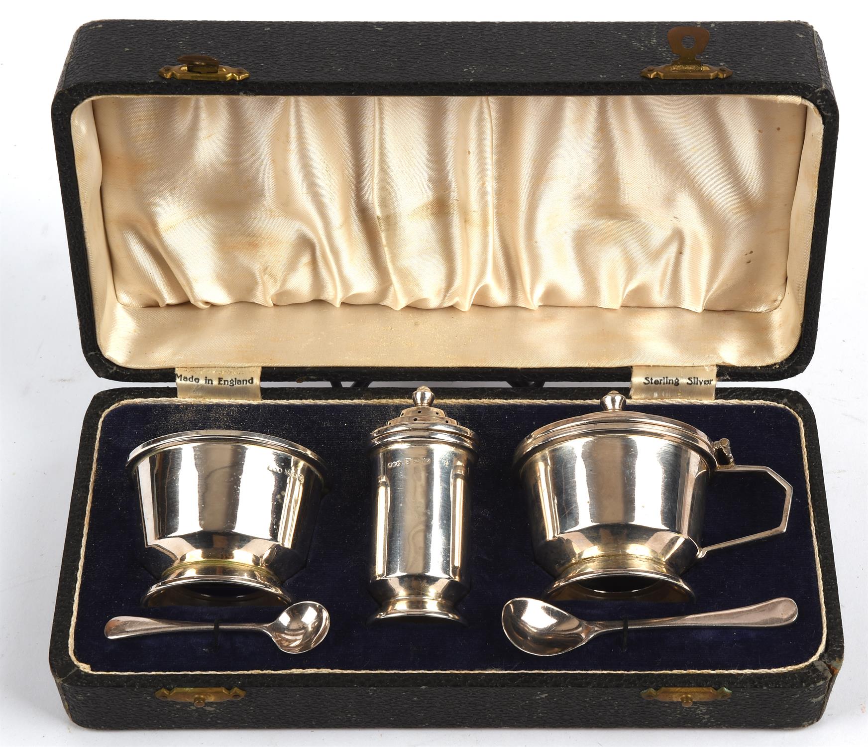 Five piece silver cruet set, art-deco design by Hasler and Restall, Birmingham, 1948, 162gm - Image 2 of 2