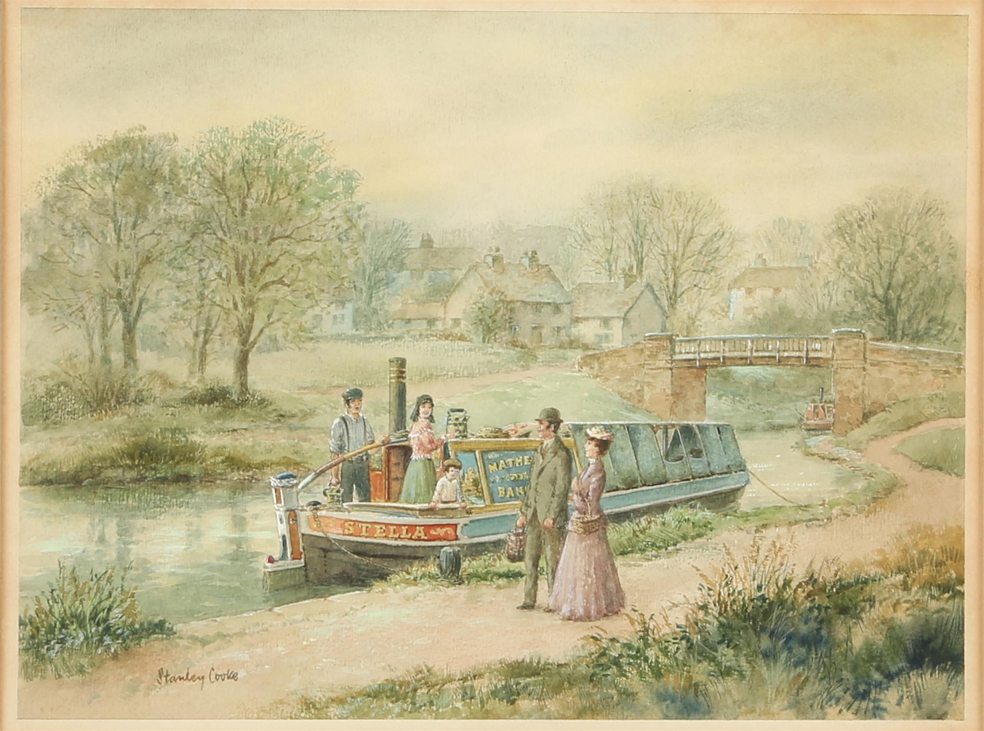 Stanley Cooke (20th century), The barge 'Stella'; The Picnic; The Ice Cream seller, three,