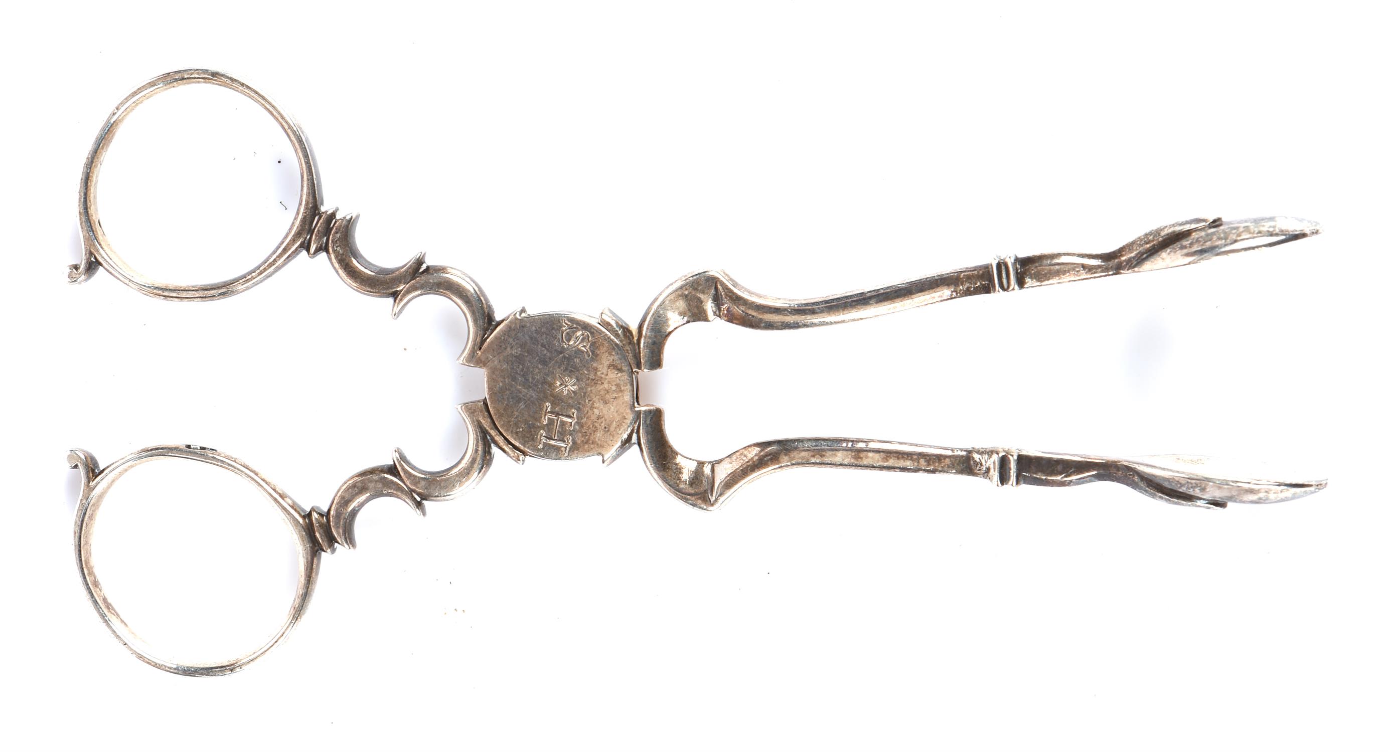 Scissor form Georgian silver sugar tongs