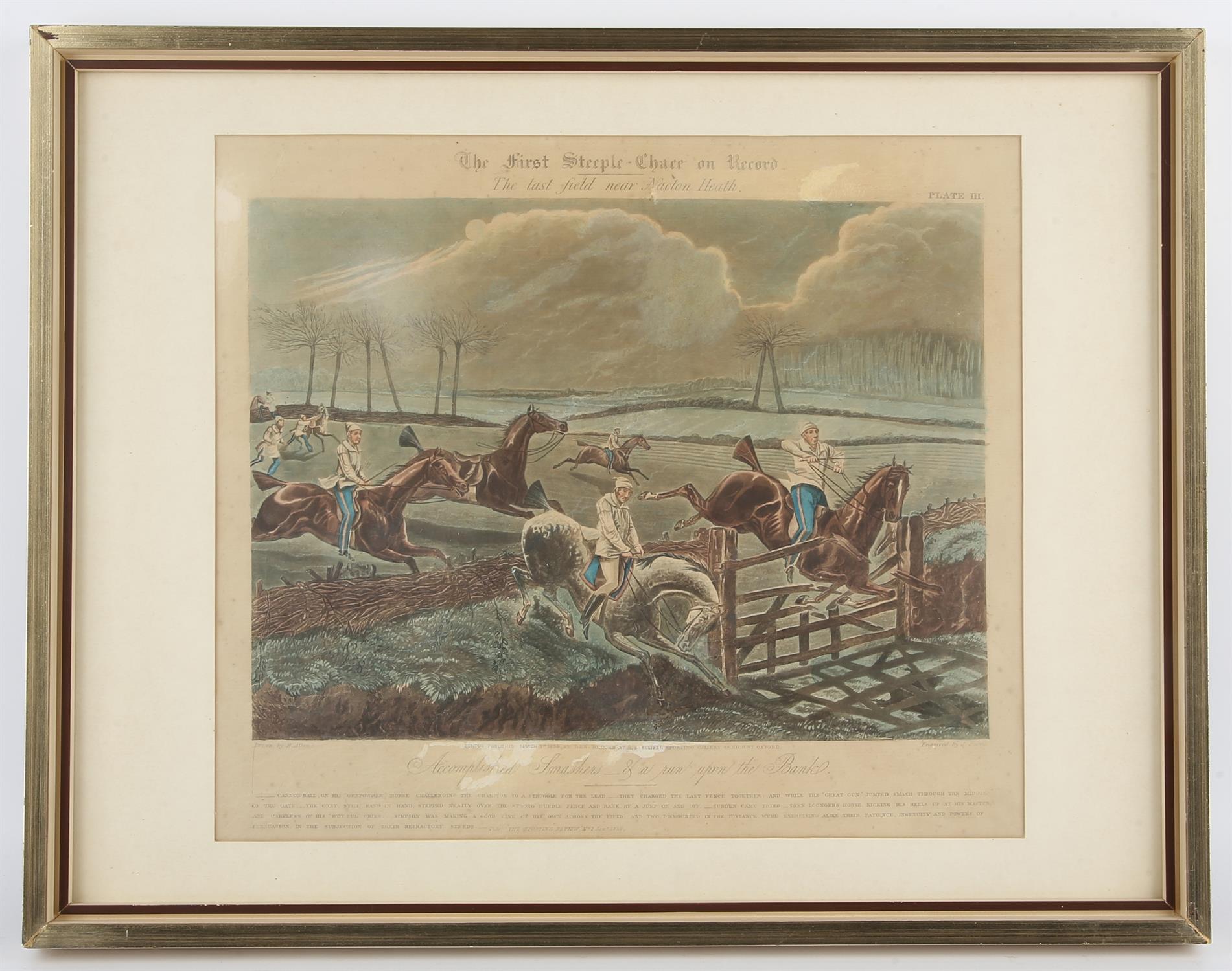 After Henry Alken, The First Steeple-Chase on Record, plates I - IV, a set of four aquatints by - Image 3 of 4