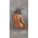 Barton (late 20th century), Seated nude, oil on canvas, signed lower right, 60 x 30cm. Framed