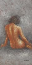 Barton (late 20th century), Seated nude, oil on canvas, signed lower right, 60 x 30cm. Framed