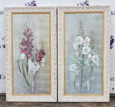 After N. M. Dulau, Study of Gladioli; Study of Hollyhock, a pair of oleograph prints,