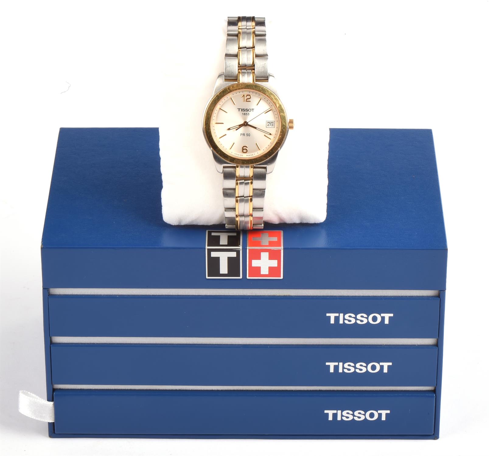 Tissot a Gentleman's PR50 stainless steel wristwatch, with gold plated bezel, with box papers and - Image 3 of 3