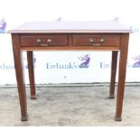 Rectangular mahogany desk, late 19th Century, with cloth writing surface, above two frieze drawers,