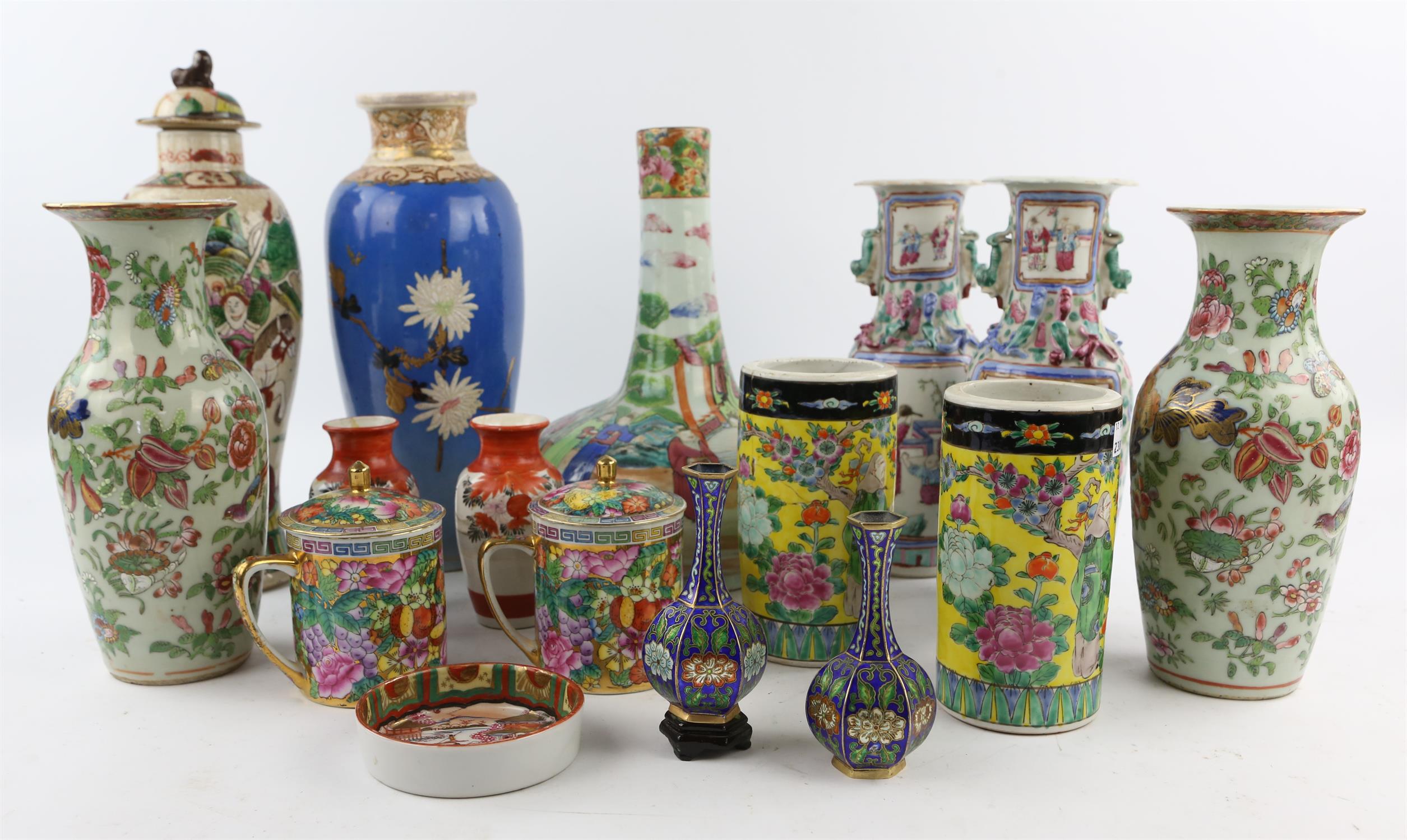 A large quantity of Asian ceramics including ; a late 19th century Cantonese bottle neck vase - Image 2 of 2