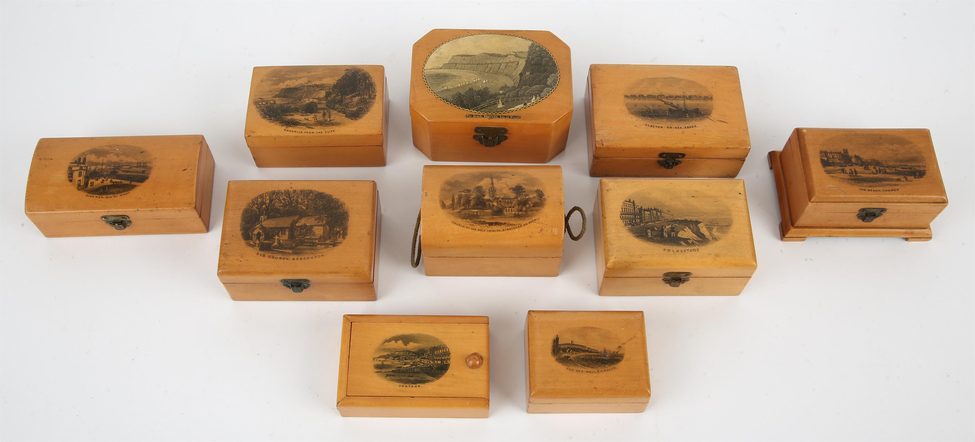 Two Mauchline ware souvenir ware boxes, 19th Century, Shanklin from the Gate and the Beach,