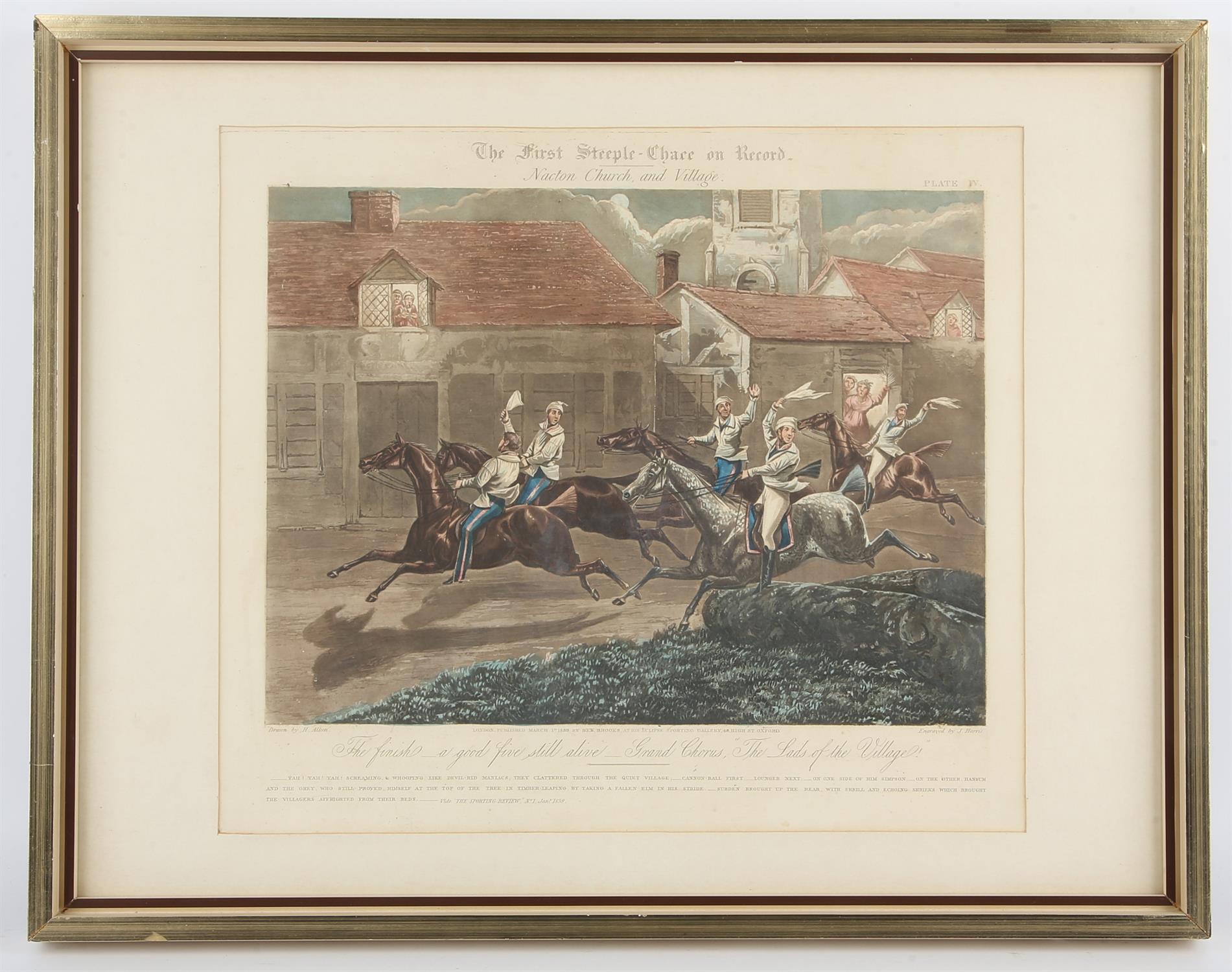 After Henry Alken, The First Steeple-Chase on Record, plates I - IV, a set of four aquatints by