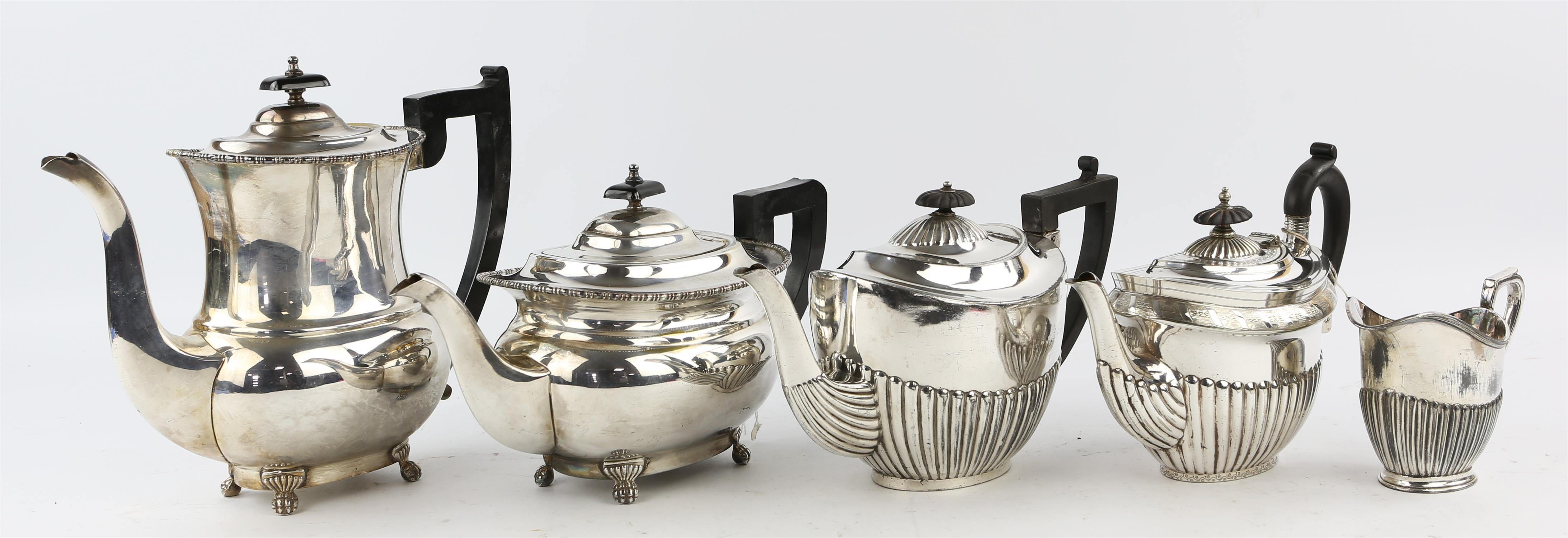 A group of silver plated items, to include a Walker & Hall three piece tea set, a four piece tea