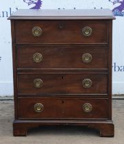 Mahogany chest of drawers, late 19th/early 20th Century, with four drawers, on bracket feet,