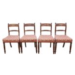 A set of George IV mahogany dining chairs, with rope twist mid bars and turned legs. (4)