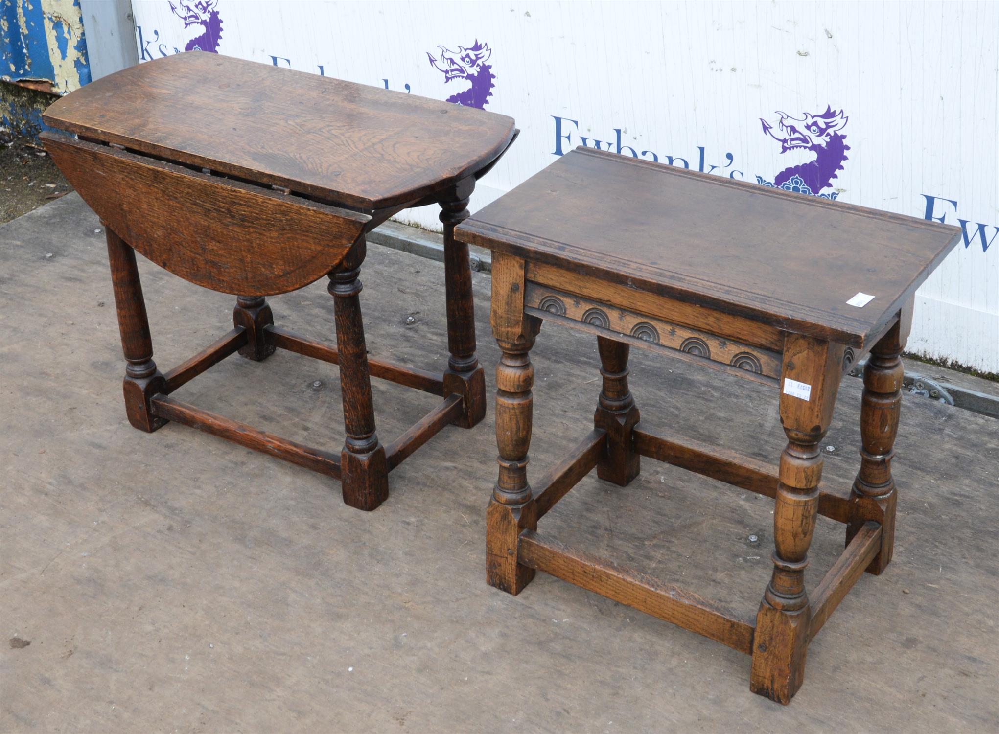 A Charles II style oak side table, 1920s/30s, with earlier elements, together with a Charles II - Image 5 of 5