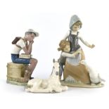 Ten Lladro porcelain figure groups including ; ' Avoiding the Goose', 'Sweet Dreams',