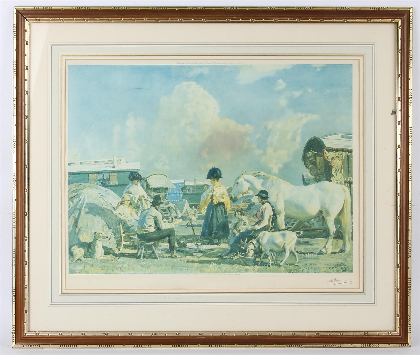 Sir Alfred James Munnings (British 1878-1959), Gypsies on the Heath, colour reproduction print, - Image 2 of 4