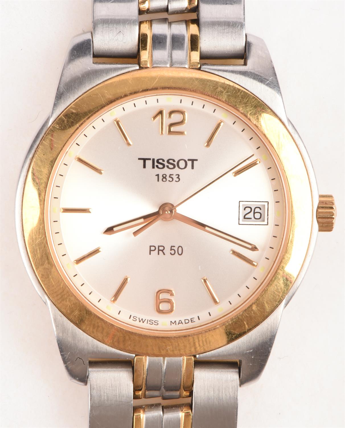 Tissot a Gentleman's PR50 stainless steel wristwatch, with gold plated bezel, with box papers and