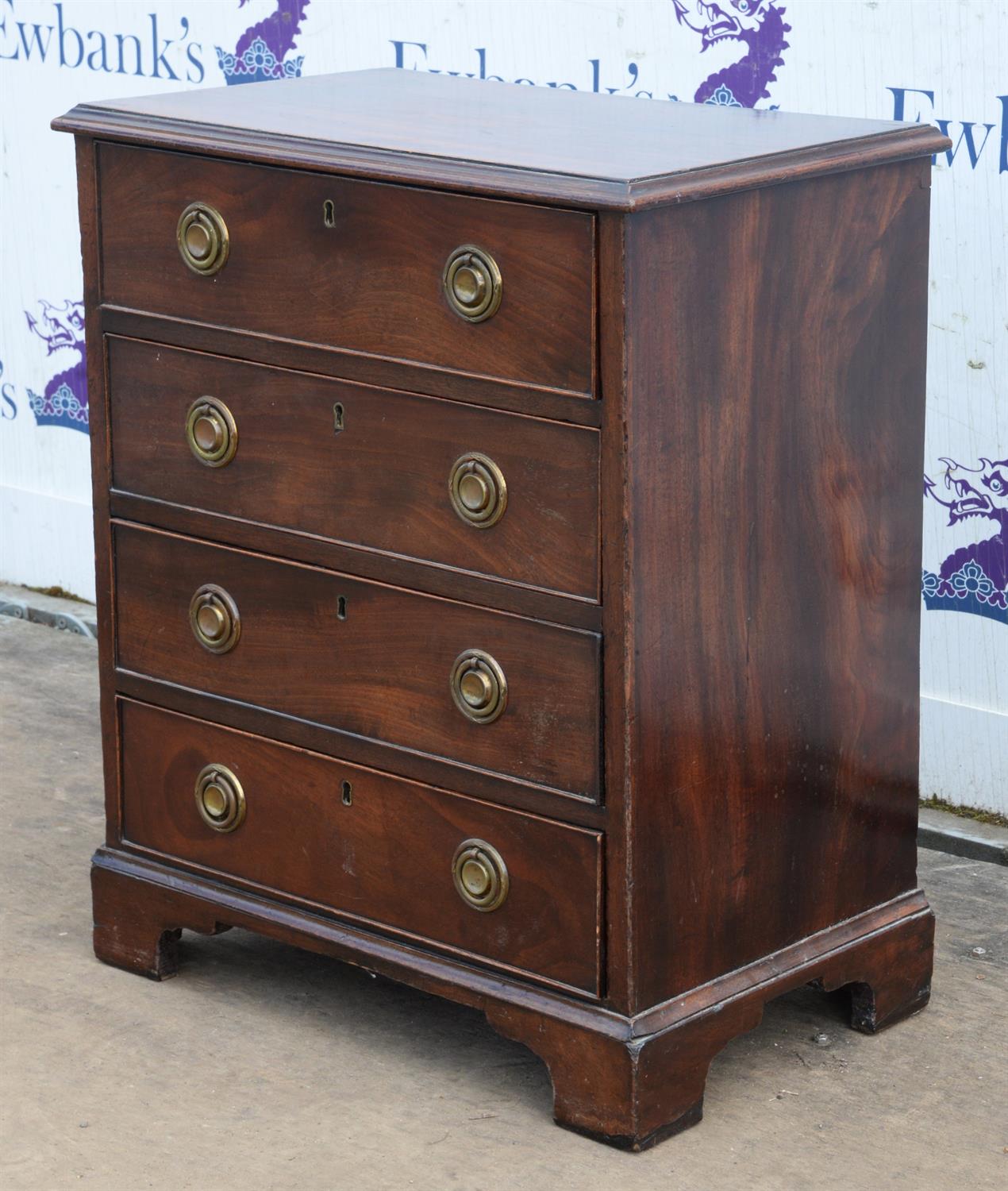 Mahogany chest of drawers, late 19th/early 20th Century, with four drawers, on bracket feet, - Image 2 of 3