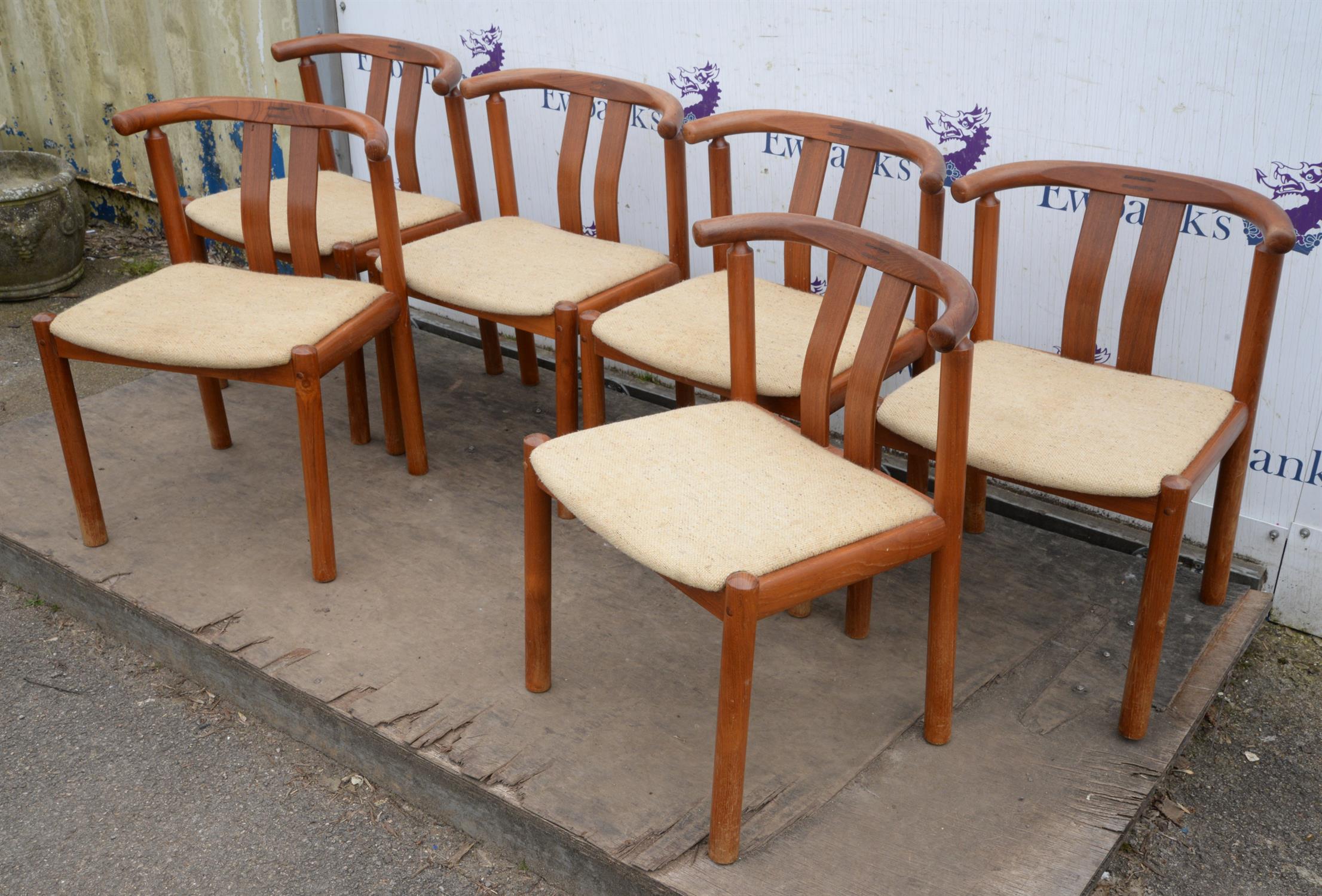 Hans J. Frydendal for Boltinge Stolefabrik, set of six Danish teak chairs, with cotton fabric seats, - Image 3 of 4