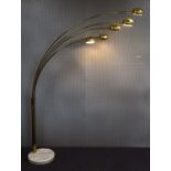 Manner of Hans Bergstrom for Lyktan, five branch lamp, gilt metal and marble, 210cm high x 156cm