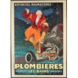 After Jean d' Ylen, (French, 1886-1938) Plombieres Les Baines, poster laid on board, 106.5 x 76cm