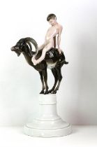 Ferdinand Liebermann (German, 1883-1941) for Rosenthal, a porcelain model of a boy and goat,