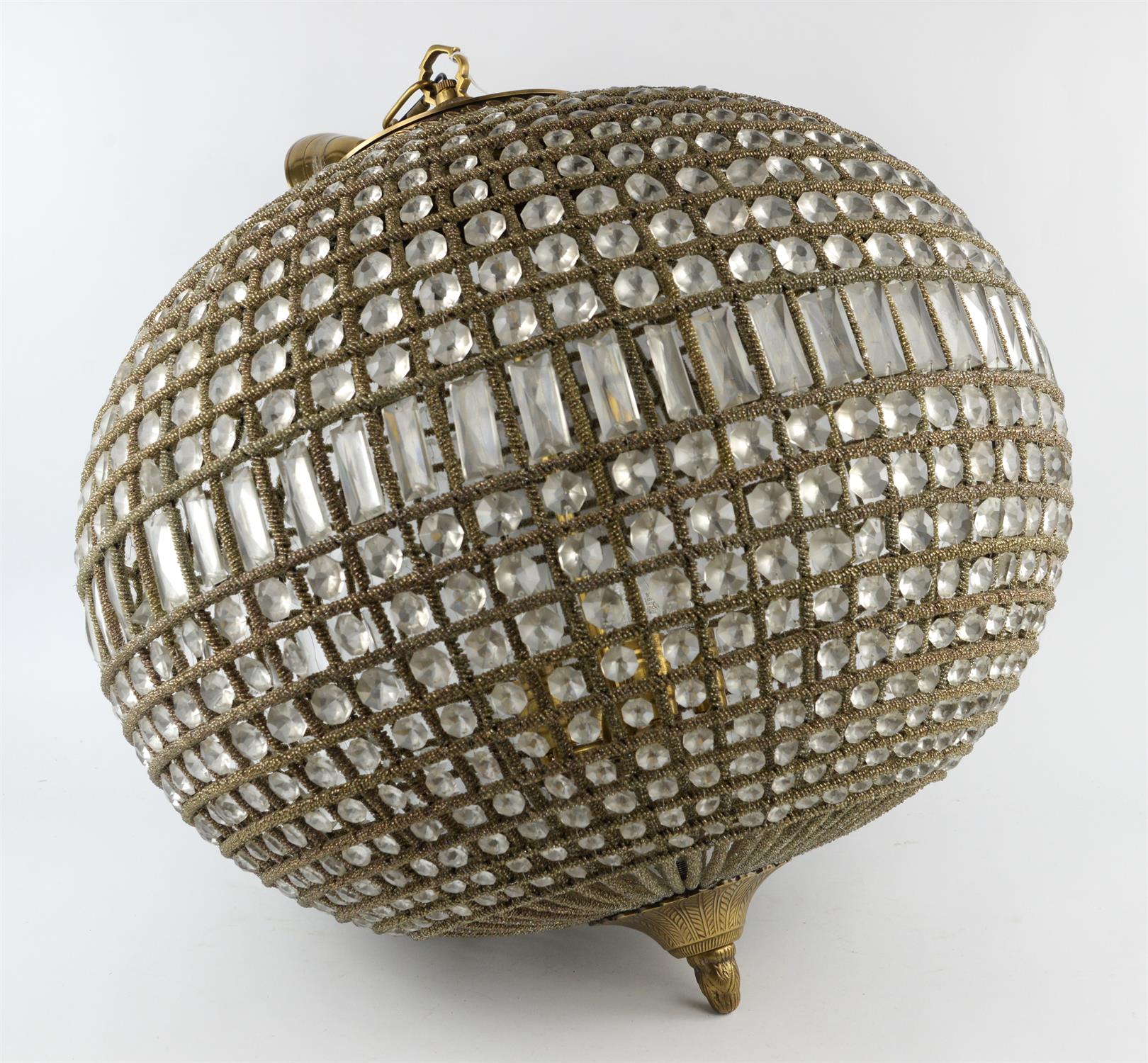 Eichholtz, a spherical pendant light, of cage form, the frame covered in glass beads,