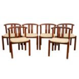 Hans J. Frydendal for Boltinge Stolefabrik, set of six Danish teak chairs, with cotton fabric seats,