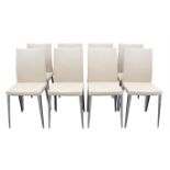 Roche Bobois, Longitude, a set of eight leather covered dining chairs, with reclining backs,