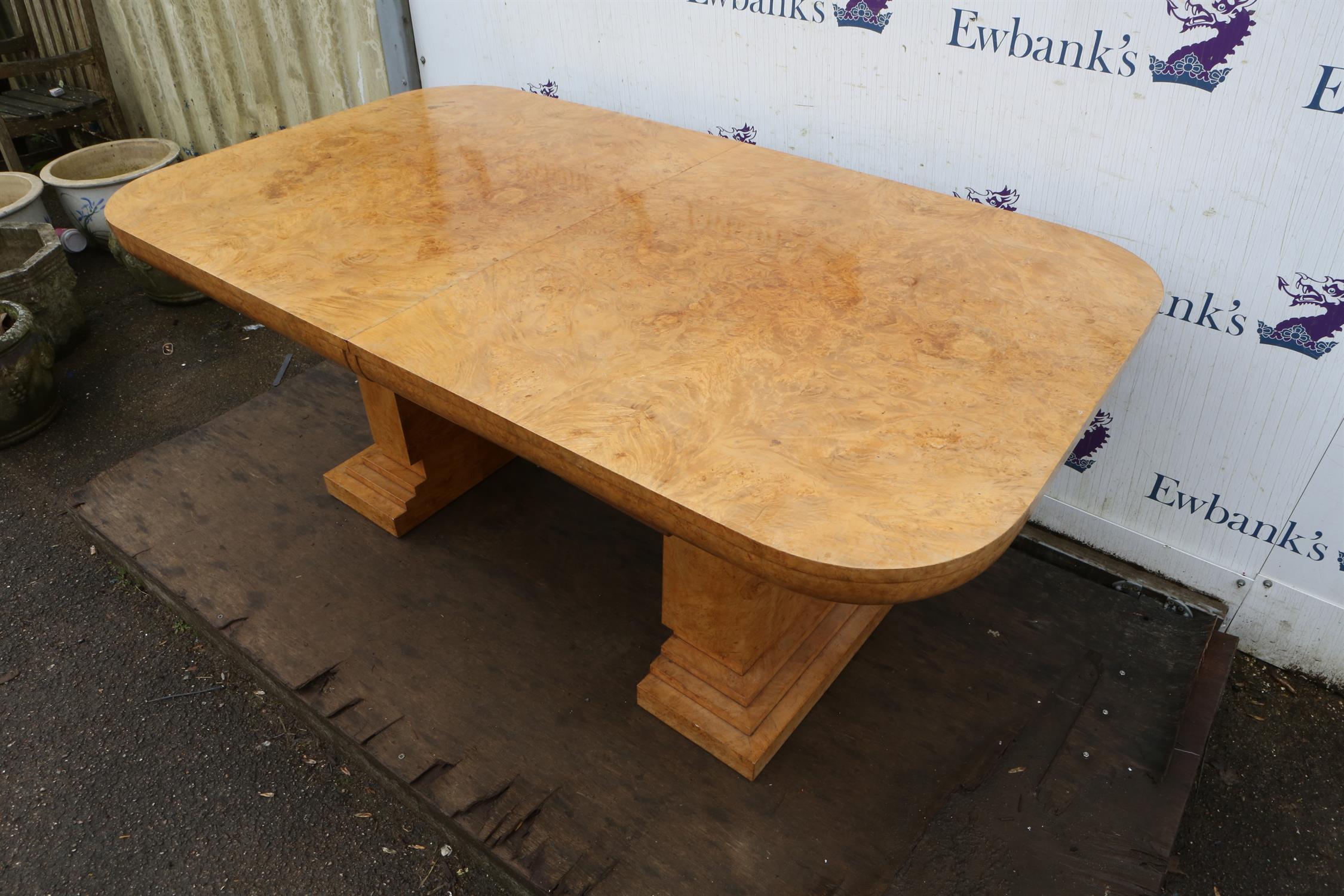 Unknown Designer, an Art Deco four piece burr walnut dining suite, to comprise an extending dining - Image 21 of 22