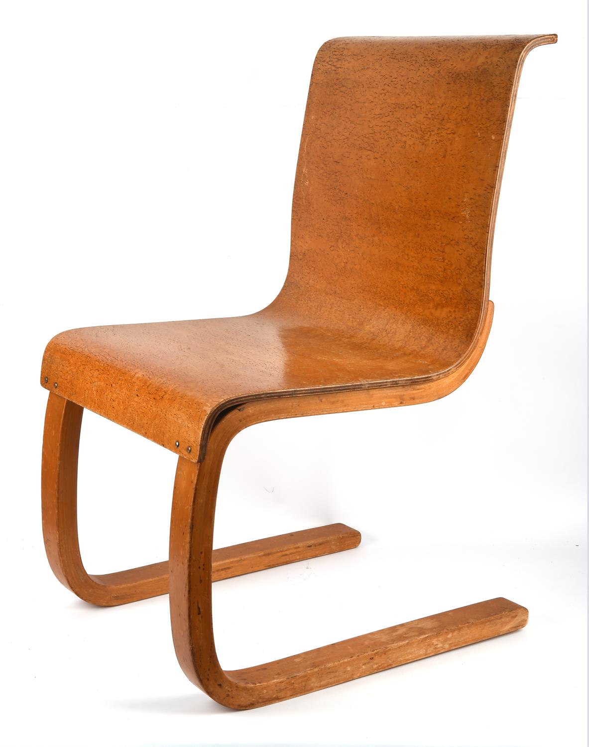 Alvar Aalto (Finnish, 1898-1976) for Finmar, pair of model 21 burr birch plywood chairs, - Image 3 of 18