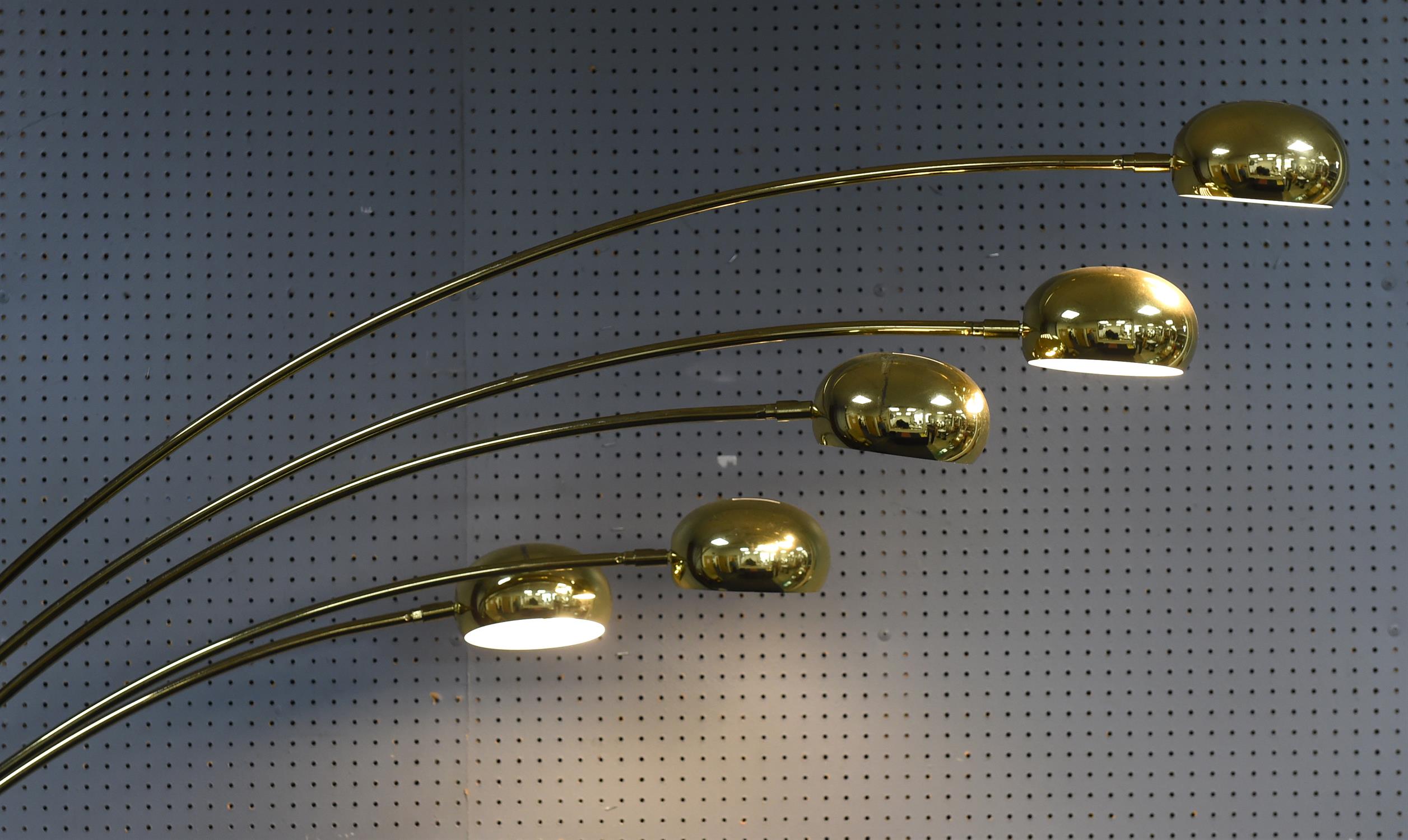Manner of Hans Bergstrom for Lyktan, five branch lamp, gilt metal and marble, 210cm high x 156cm - Image 2 of 2